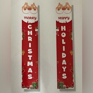 Vertical Nylon Christmas Santa banners Set of 2, 12”x71” New